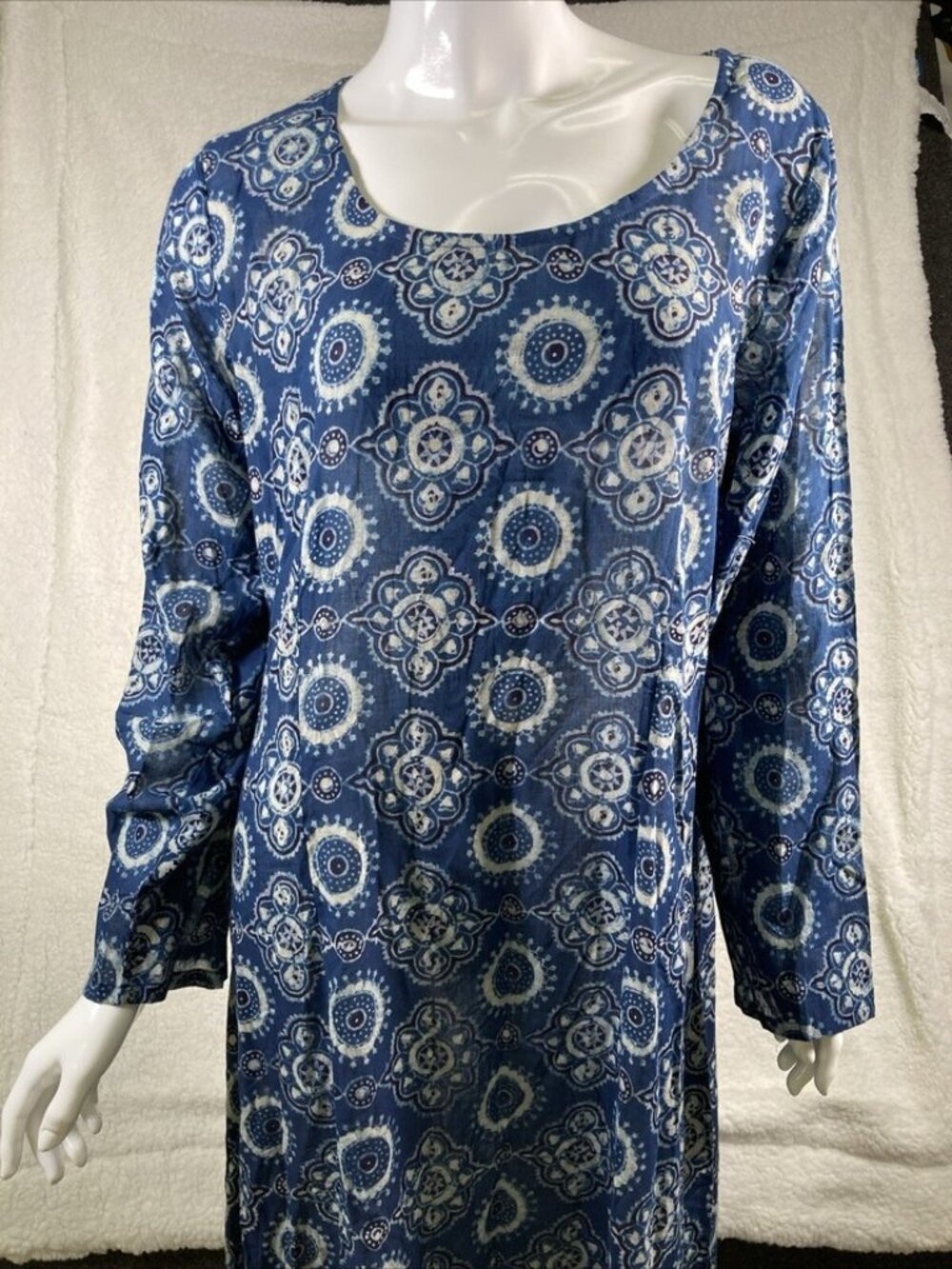 NWT Pax Philomena Blue Floral 100% Cotton Maxi Dress Made in India Large